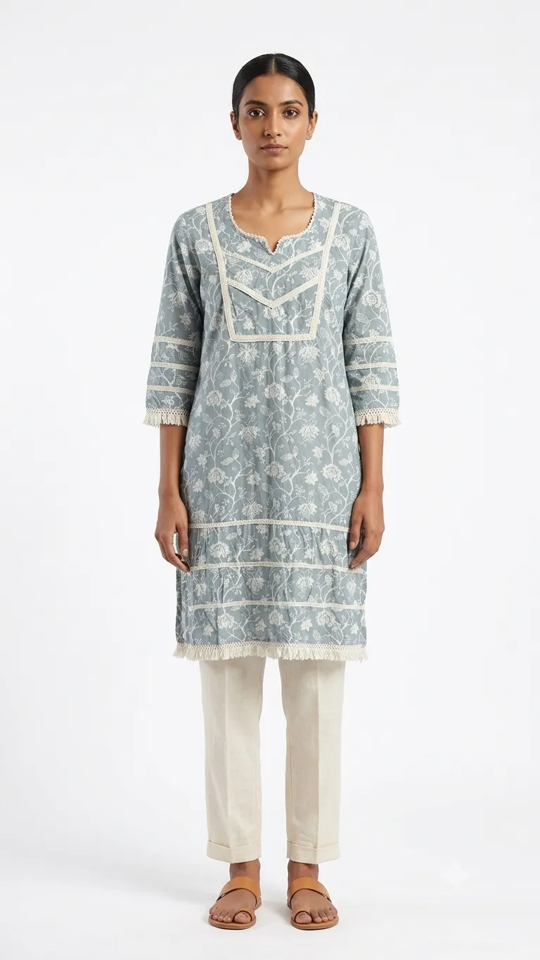 White and Blue Kurti 2